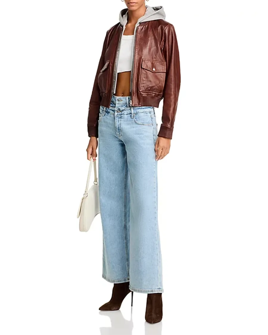 Casual Style Leather Bomber Jacket