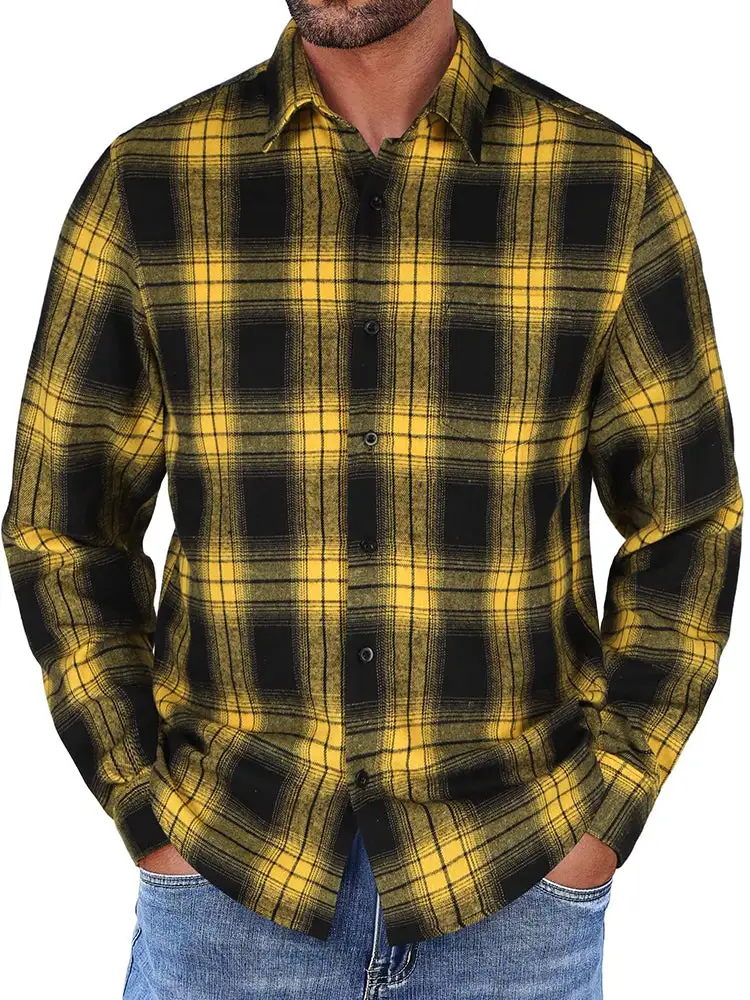 Casual Button Down Plaid Flannel Shirt