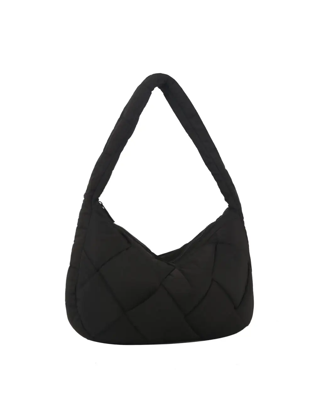 Relaxed Detail Quilted Pocketed Nylon Hobo Shoulder Bag