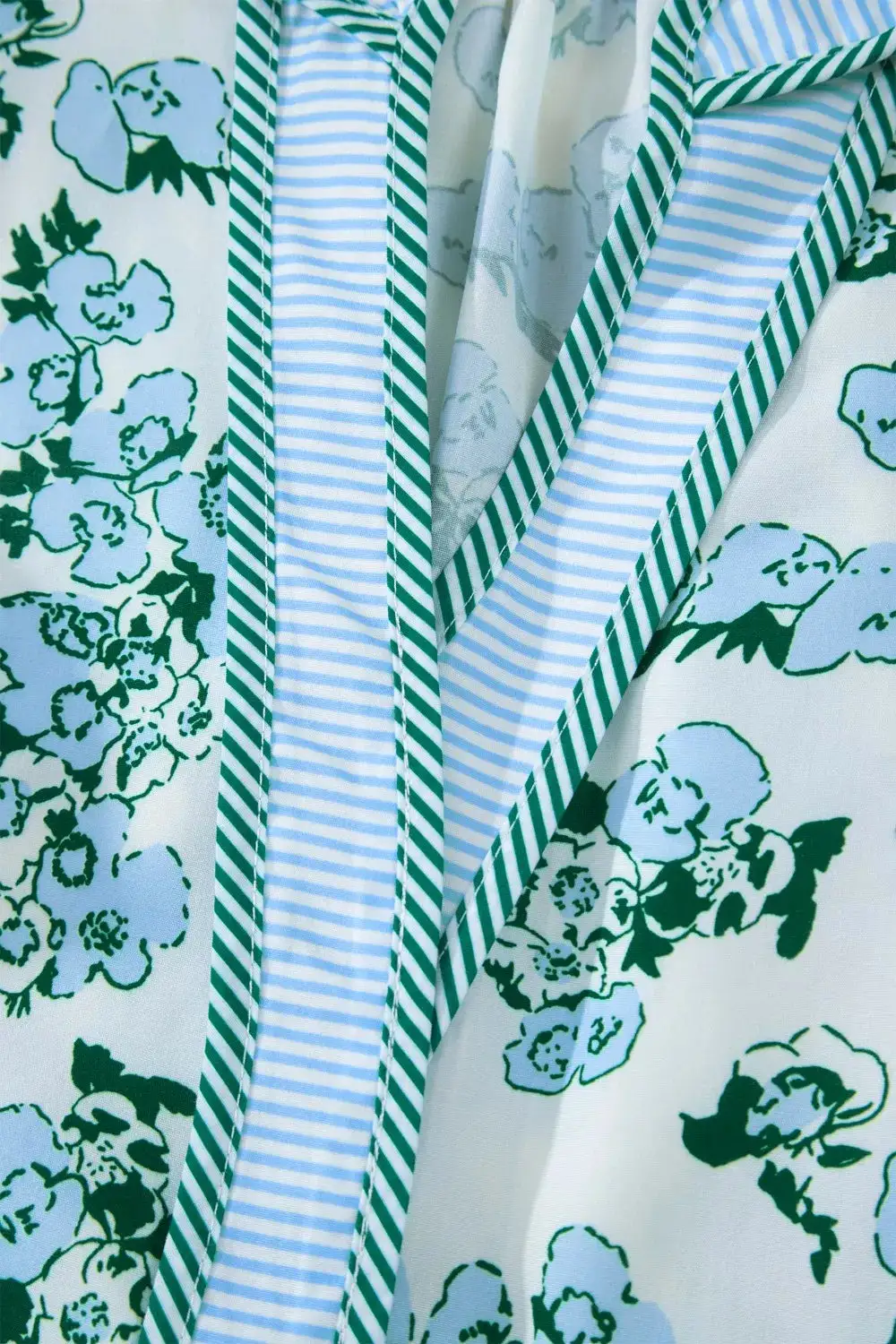 Floral Meets Stripes V Neck Flutter Sleeve
