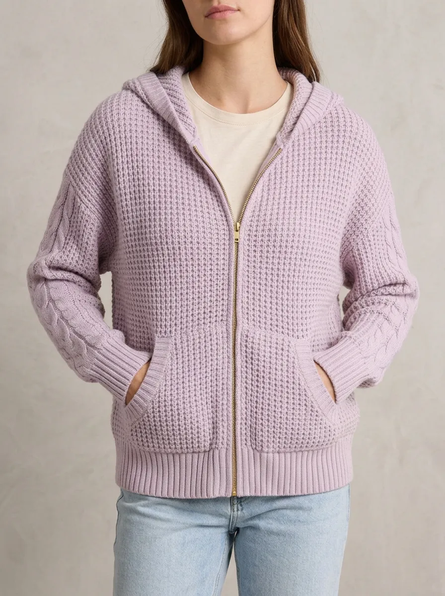 Refined Everyday-Look Women's Hooded Knit Cardigan