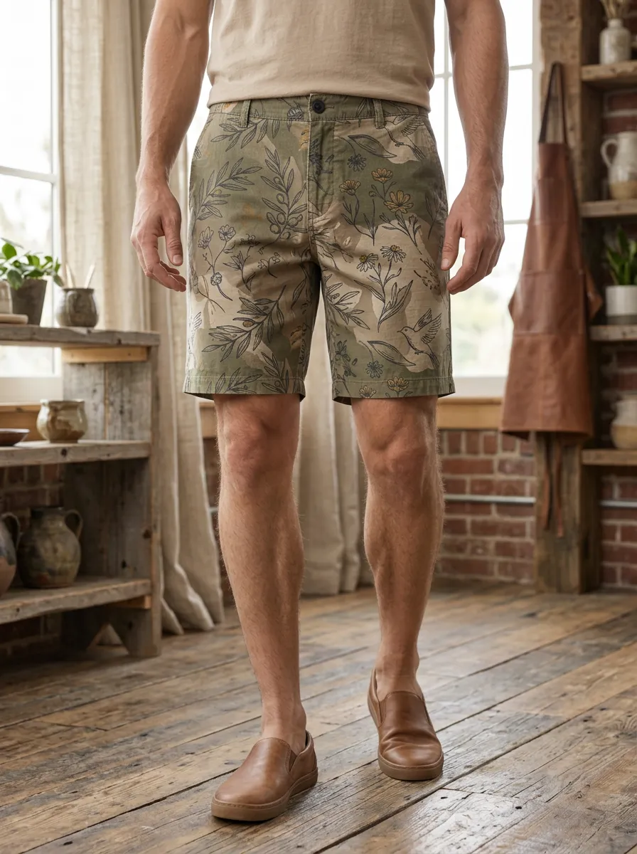 Men's Nature Floral Bird Shorts