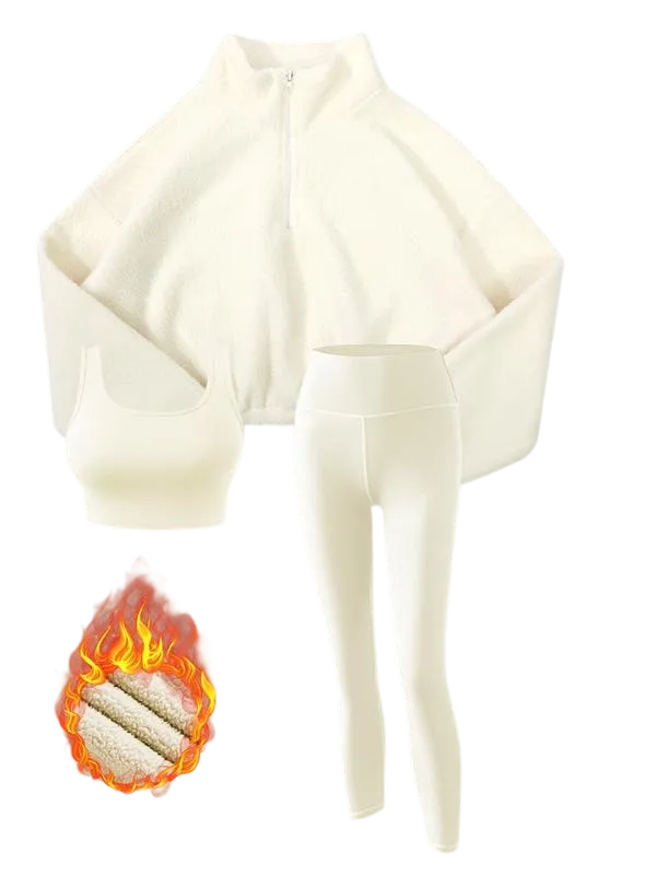 Women's Solid Thermal Lined Tracksuit Set