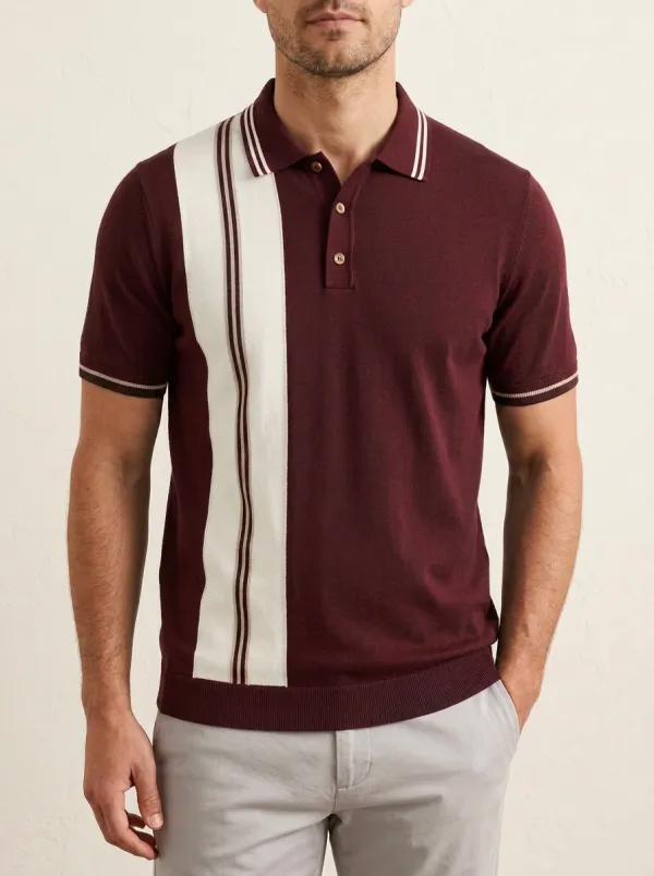 Men's Vintage Retro Style Vertical Stripe Printed Polo Shirt