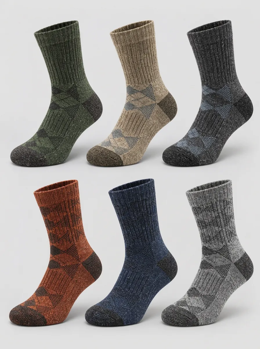 Men's Multicolor Argyle Pattern Crew Crew Socks 6-Pack