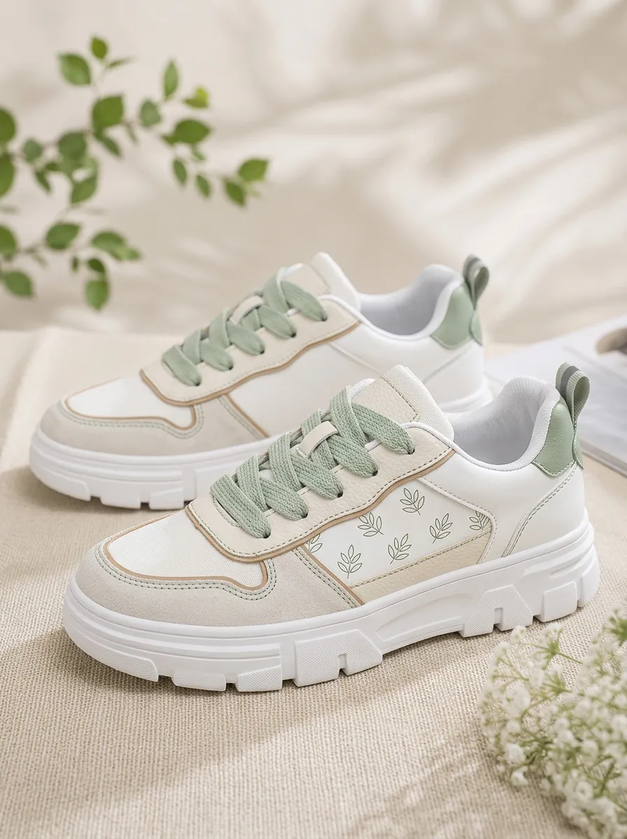 Men's Minimalist Nature Lover Leaf Patterned Skate Shoes