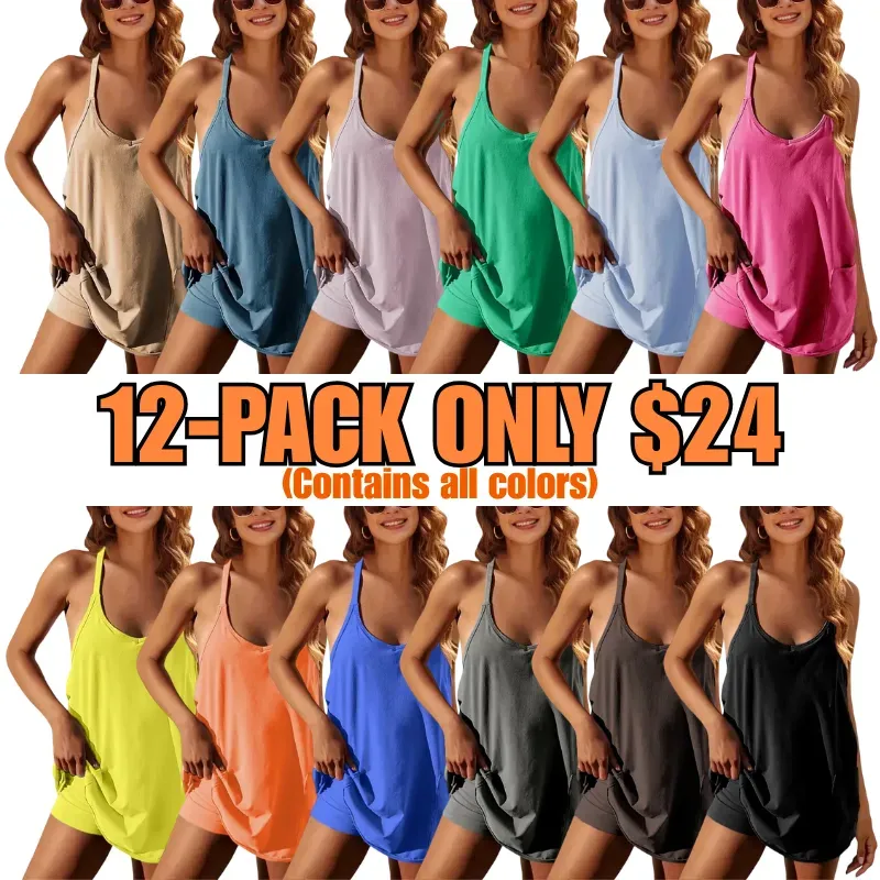 Women's Sporty Sleeveless Mini Built-in Shorts Dress