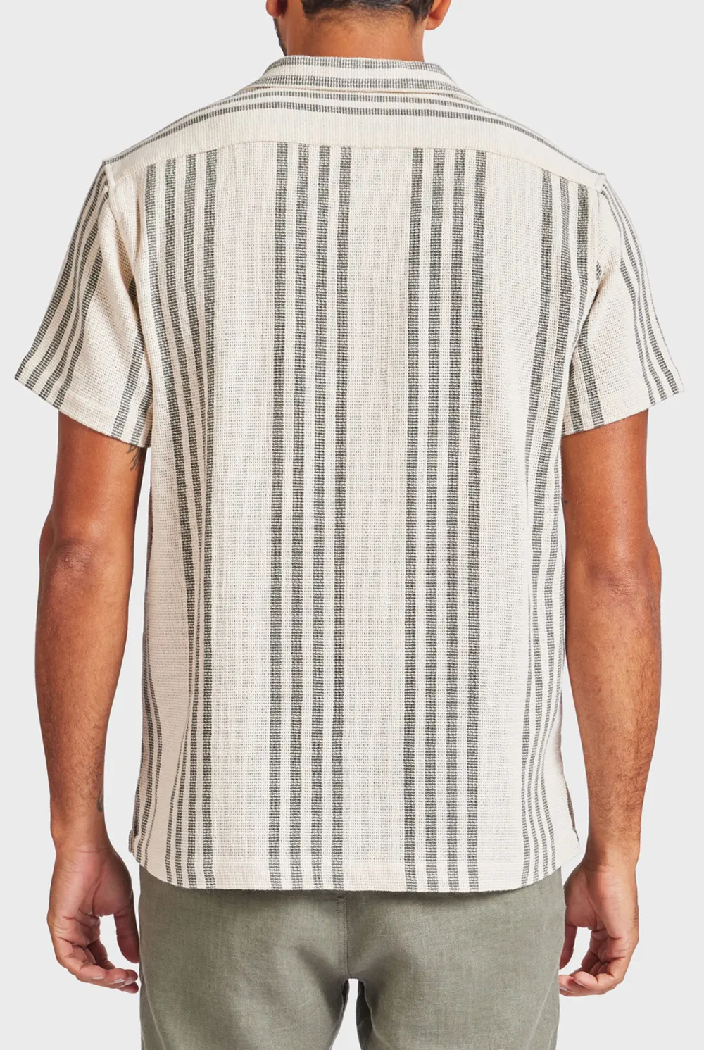 Striped Linen Short Sleeve Shirt-Seasponge
