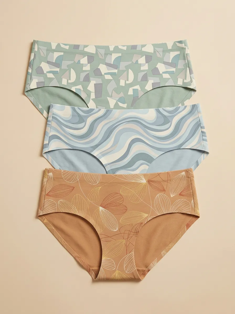 Women's Geometric Wavy Floral Print 3-Pack Panties