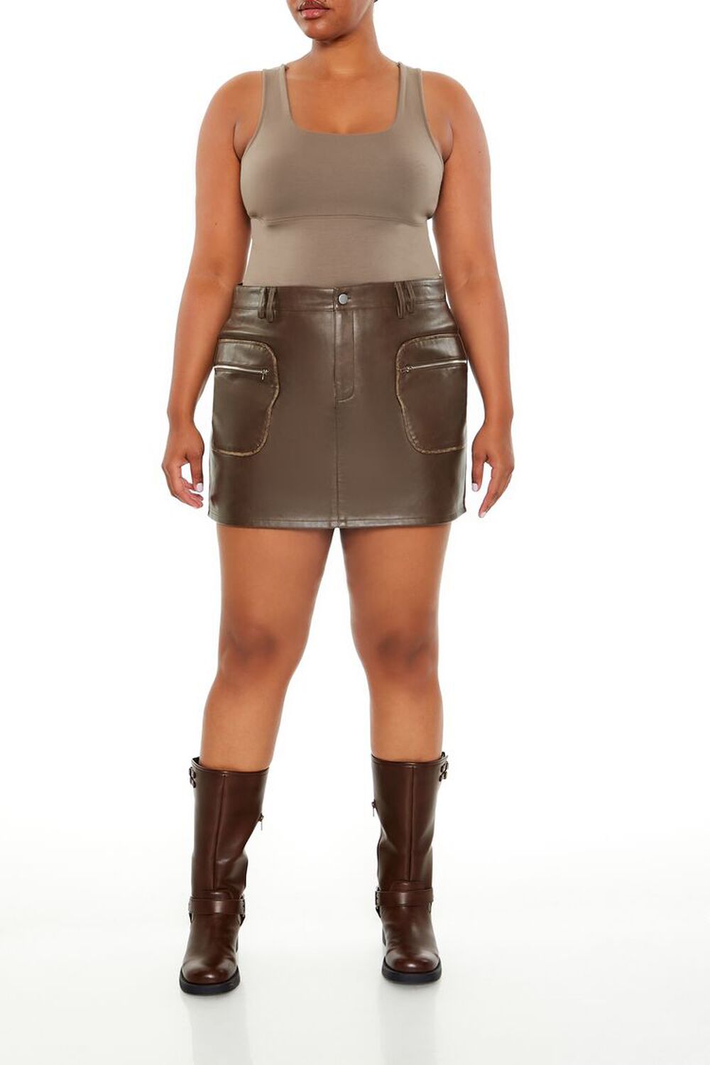 Plus Size Faux Leather Mini Skirt