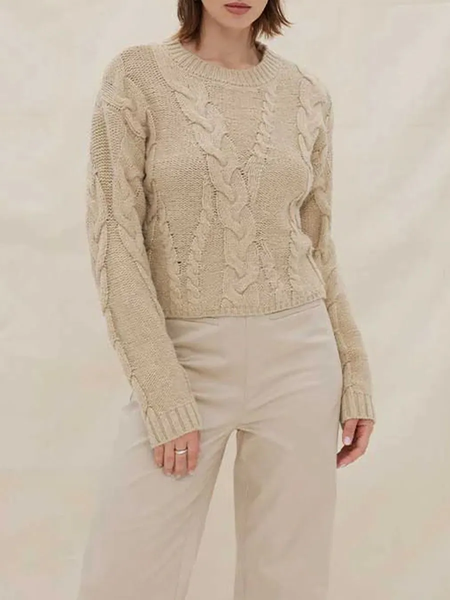 ROUND NECK DROPPED SHOULDER SWEATER