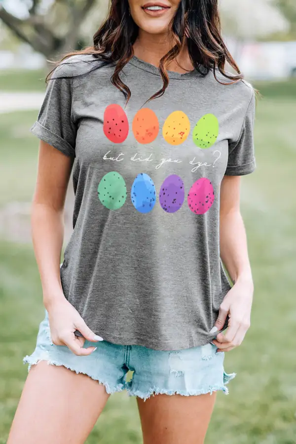 Gray Easter Eggs Print Crew