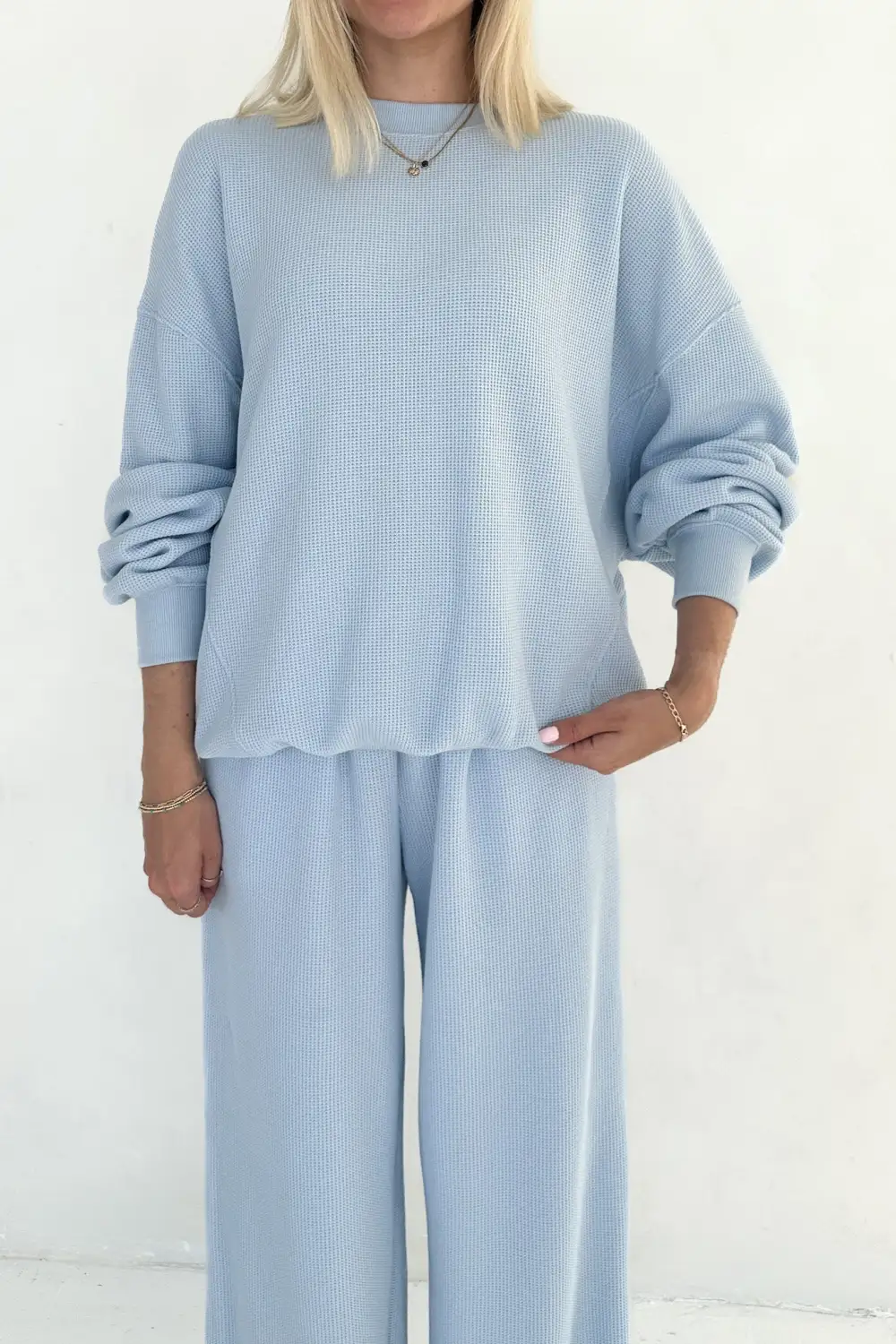 Tailored Waffle Knit Sweatshirt