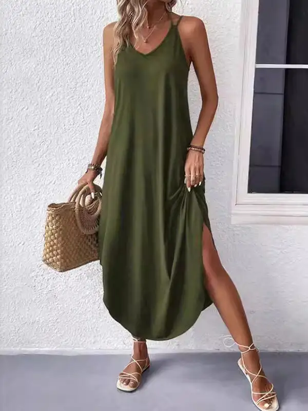 Loose Plus Neck Maxi Dress