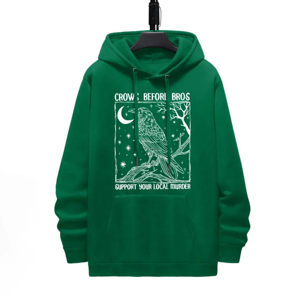 Crows Before Bros Pattern Printed Hoodie