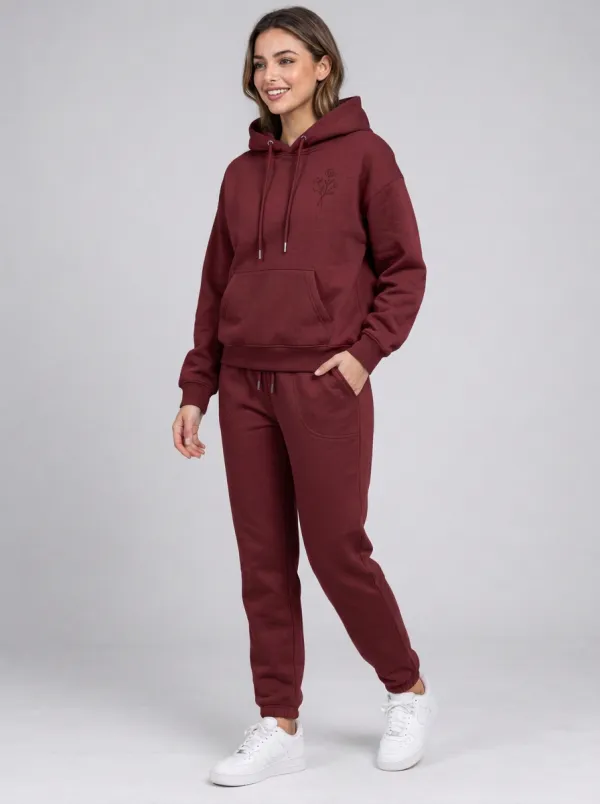 Women's Sage Green Tapered Pants Solid Hoodie & Pants Set