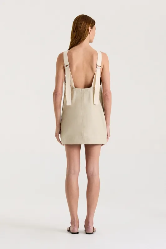 Light Khaki Canvas A-Line Mini Dress