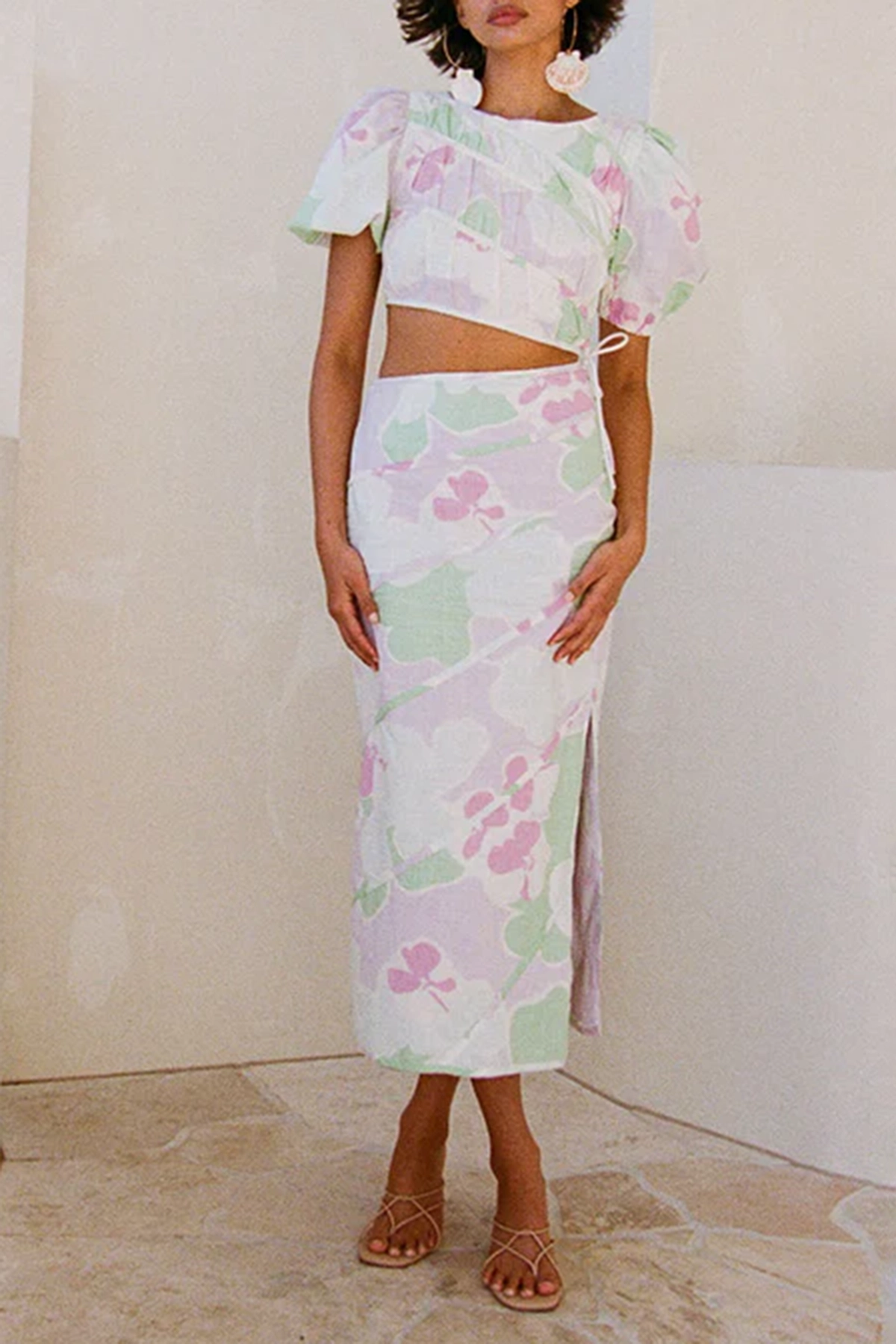 Pastel Print Midi Skirt