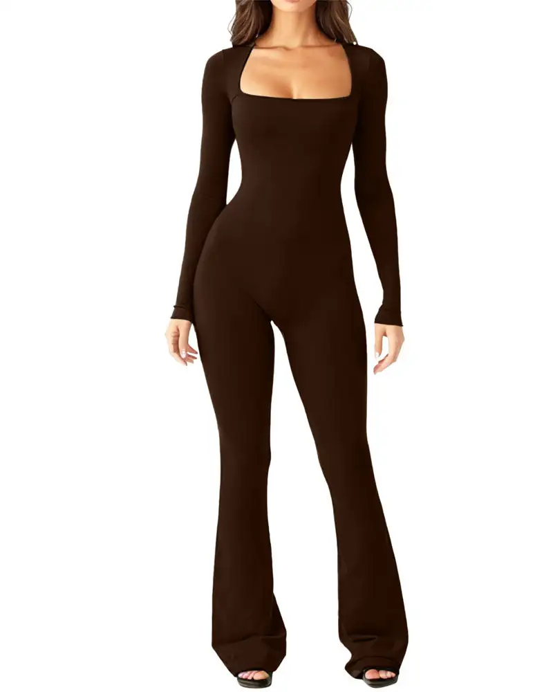 Flared Long Sleeve Jumpsuit