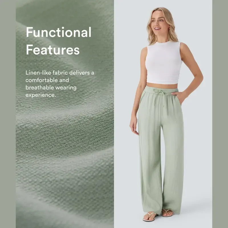 🔥Last Day: 14-Pack Only $35 🔥Women'S High-Waisted Linen Trousers