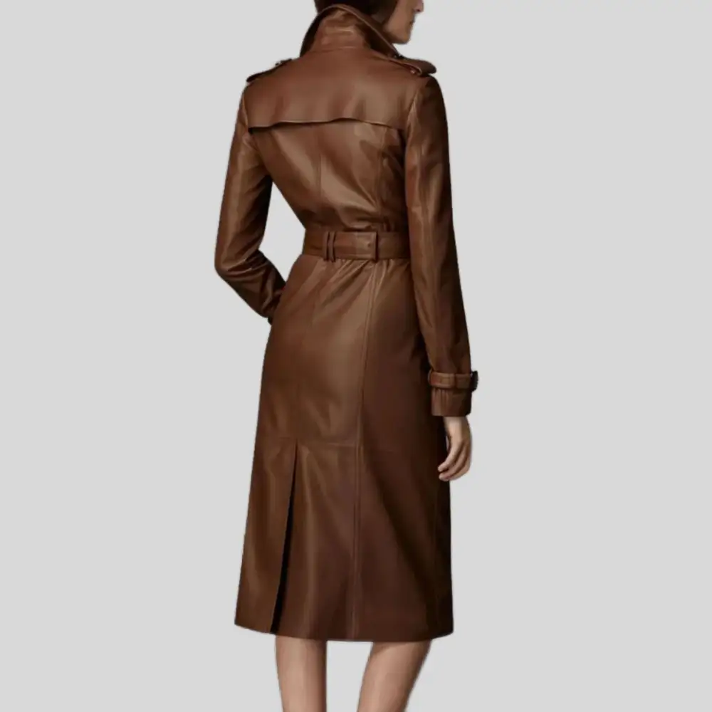 Belted Leather Trench Coat