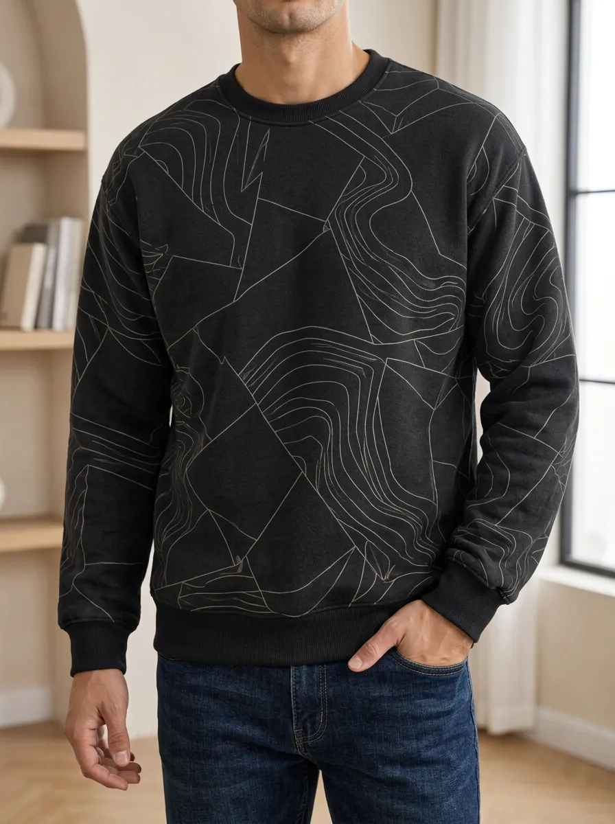 Men's Graphic Print Crewneck Sweatshirt Hiking