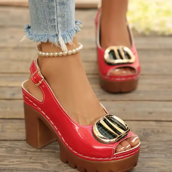 Refined Peep Toe Block Heel Sandals