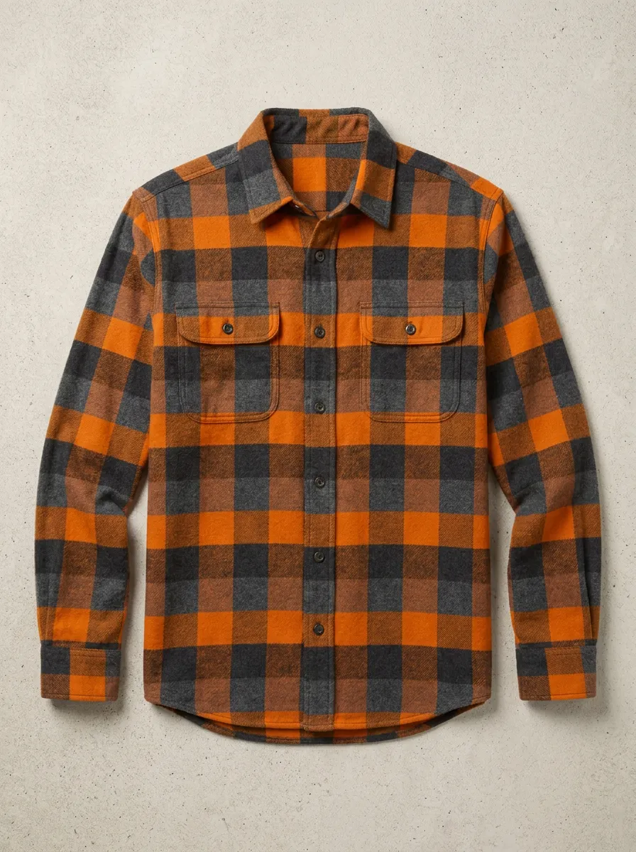 Men's Streamlined Plaid Printed Flannel Shirt