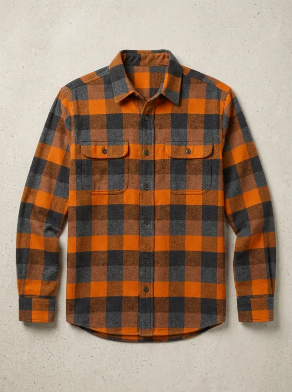 Men's Streamlined Plaid Printed Flannel Shirt