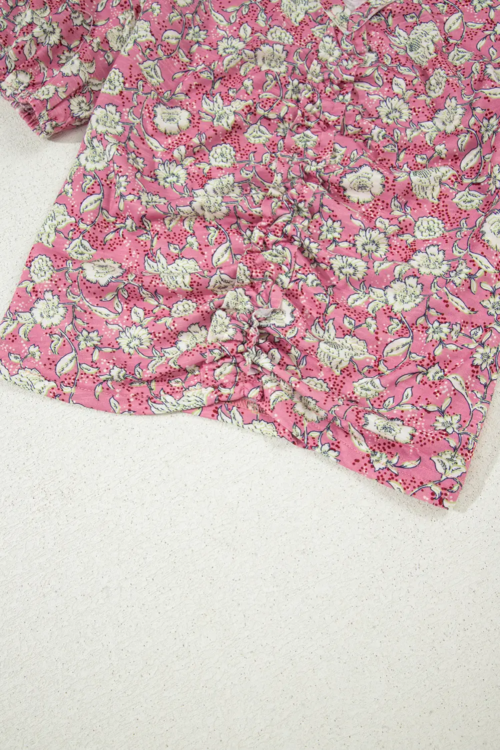 Floral V-Neck Puff Sleeve Blouse