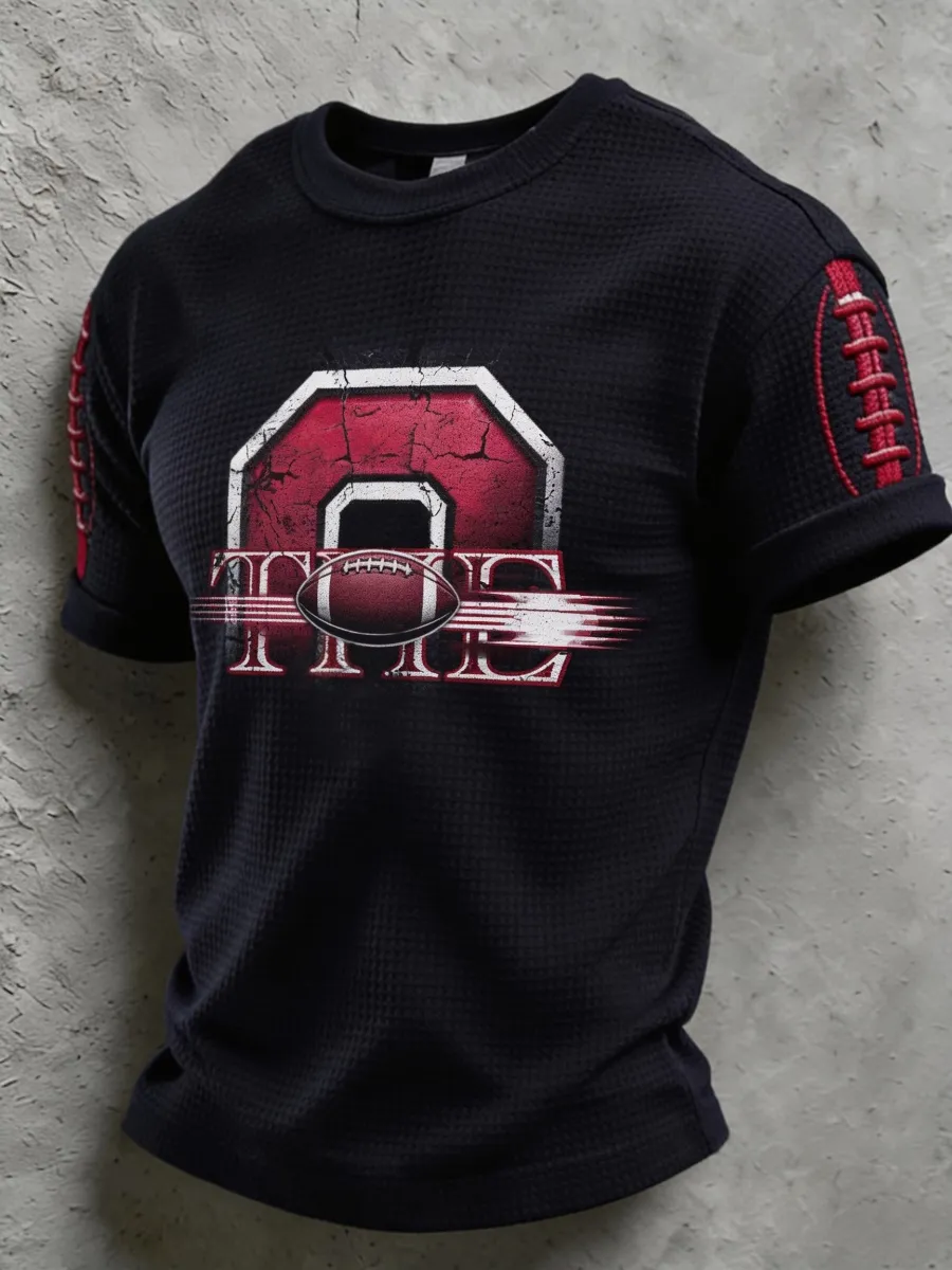 Men's Football Pattern Waffle T-Shirt