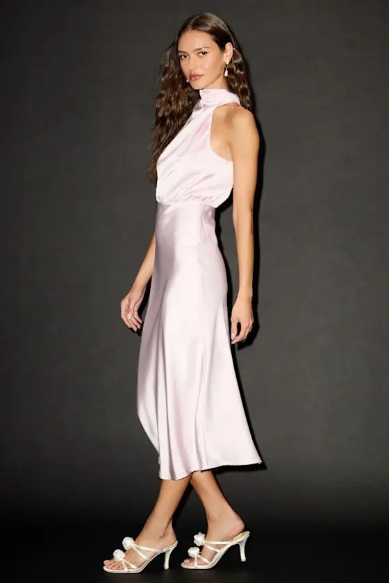 Distinctive Charm Red Orange Satin Asymmetrical Midi Dress