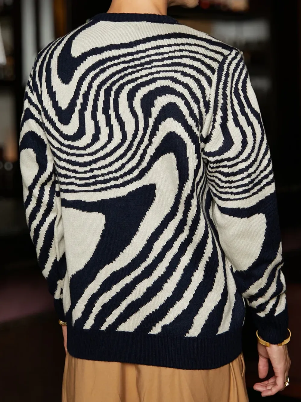 Abstract Pattern Crew Neck Sweater