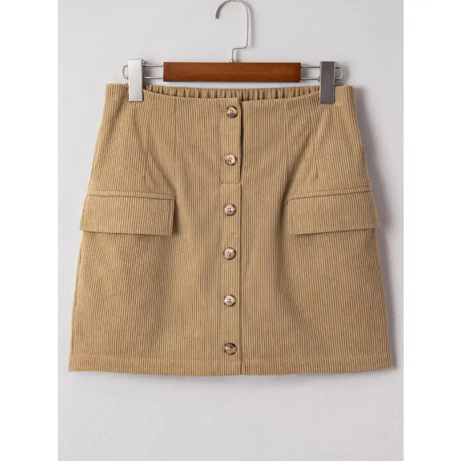 Corduroy Buttoned Front Mini Skirt