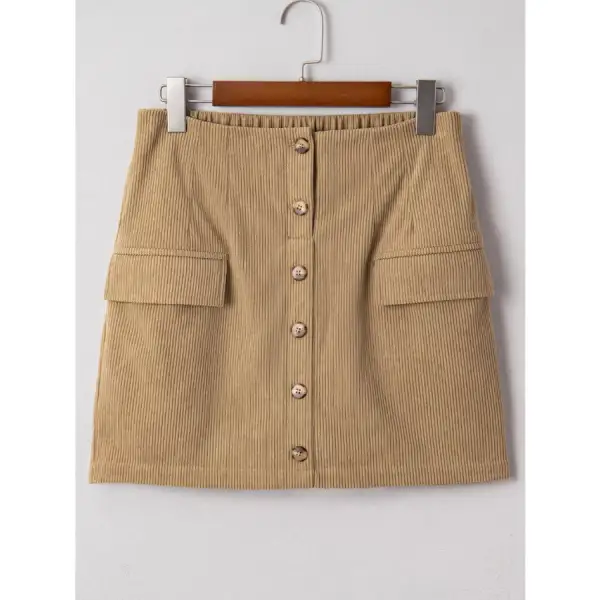 Corduroy Buttoned Front Mini Skirt
