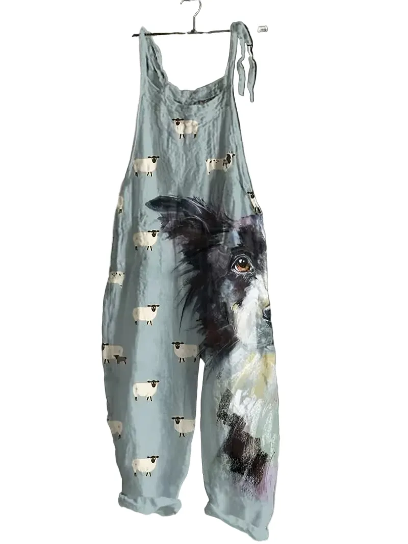Women' Fun Print Wide-Leg Suspender Overalls
