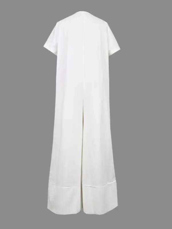 Losse Jumpsuits Met Korte Mouwen Knoopzakken Effen Kleur