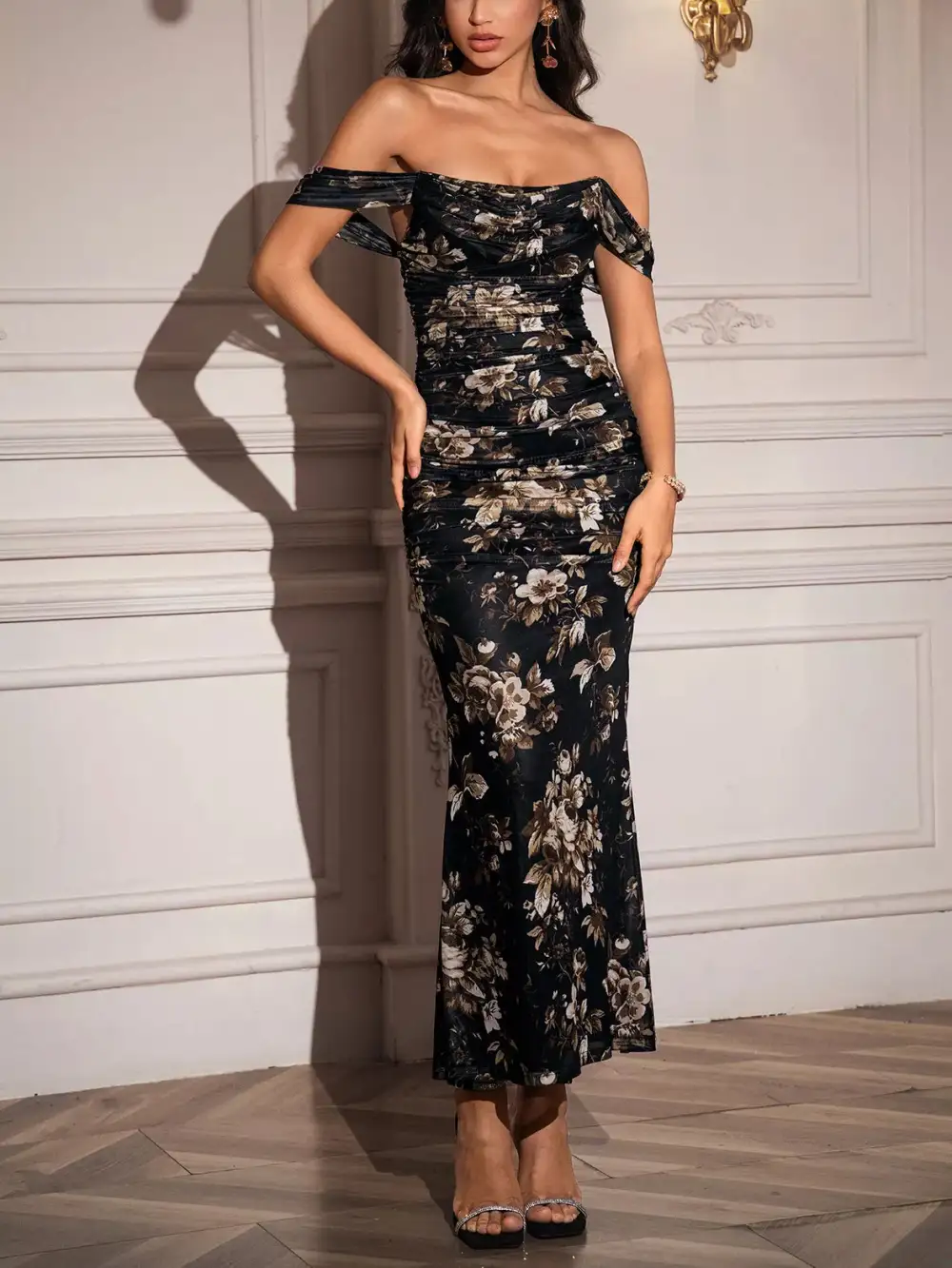 Floral Ruched Dress Casual