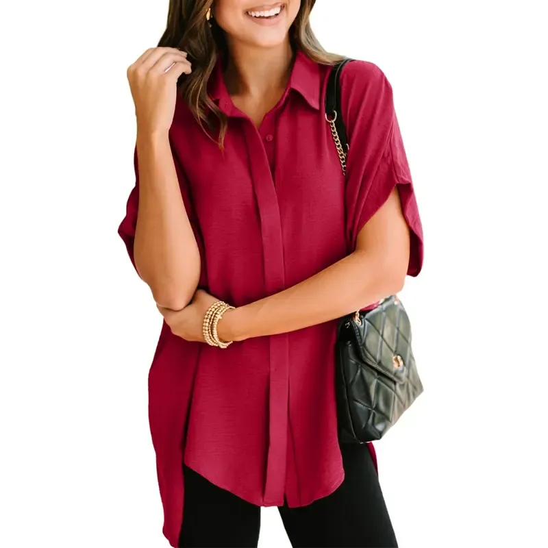 🔥Hot Sale💥Women's solid-color V-neck shirt🔥16 Colors Available