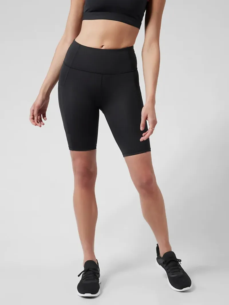 Black Structured Biker Shorts For Edgy Casual Style