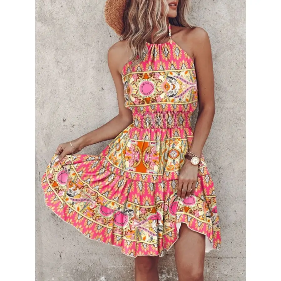 Paisley Print Halter Neck Mini Dress
