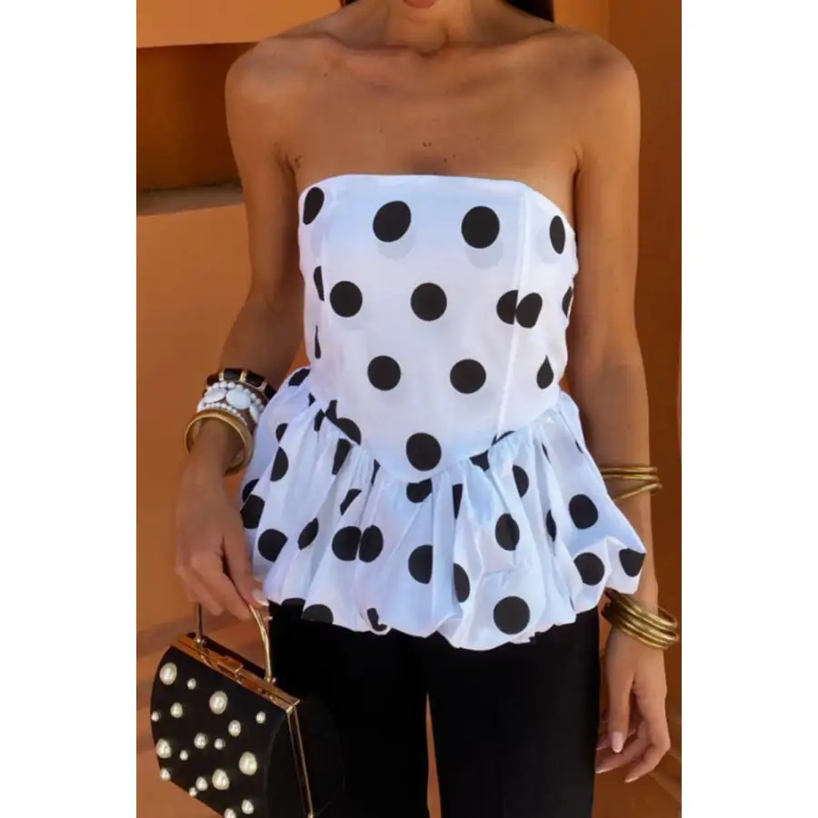 Smocked Back Bubble Hem Tube Top
