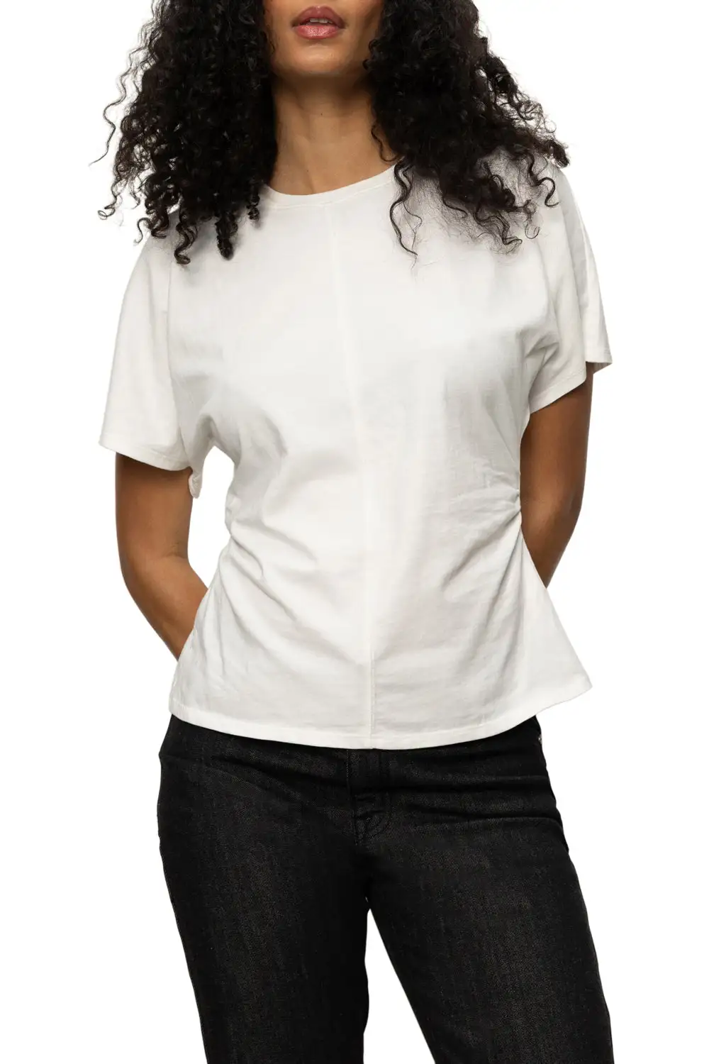Shirred Dolman Sleeve Soft Layering Tee