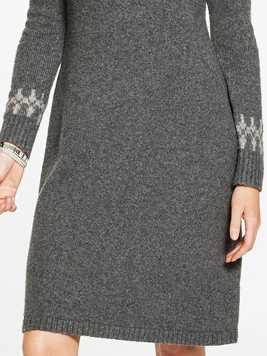 Women'S Stylish Pattern-Accent Slim-Fit Knit Midi Dress