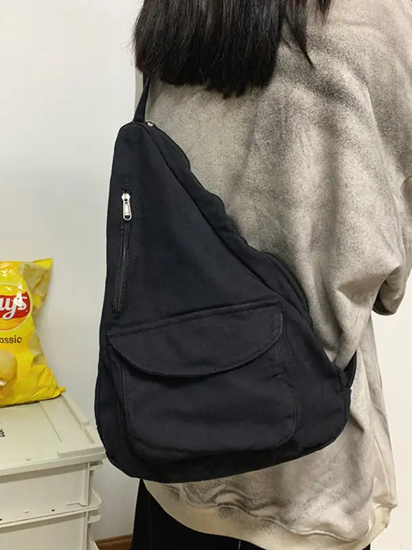 Canvas Zip-Top Crossbody Bag