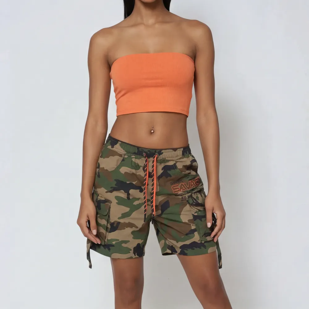 Relaxed-Fit Camouflage Utility Cargo Shorts