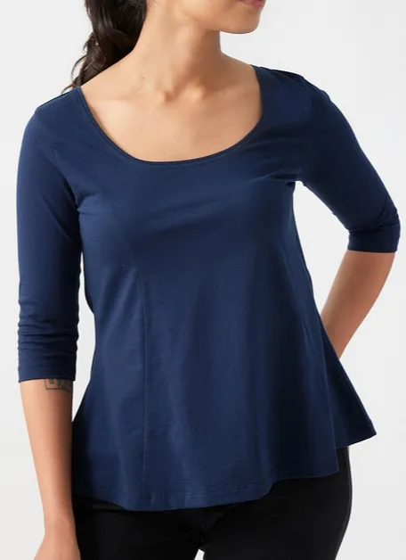 Deep Blue Pima Cotton Flared Top