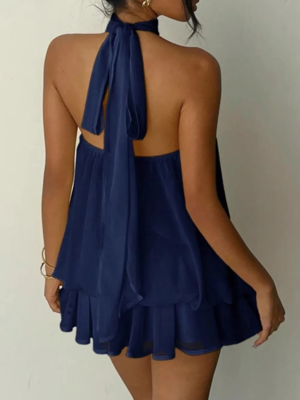 Tiered Halter Mini Dress