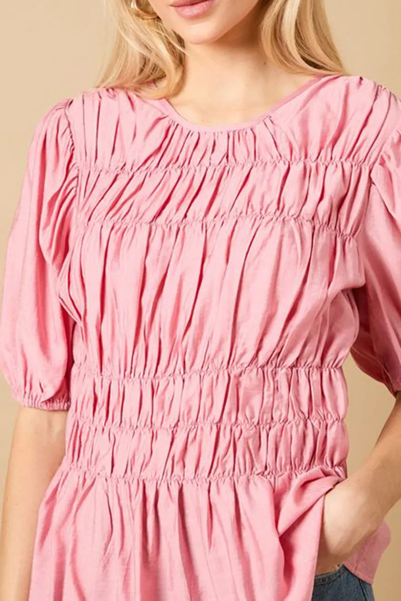 Casual Style Bodice Puff Sleeve Top
