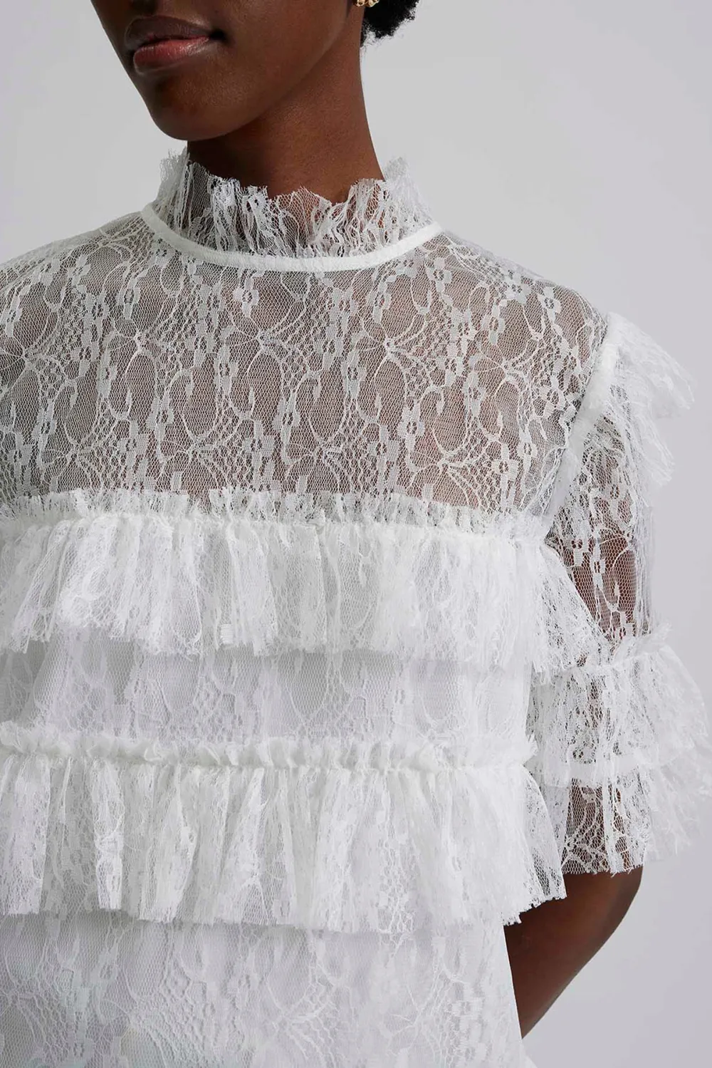Tiered Lace Ruffled Blouse
